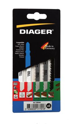 LMIX-ASSORTIMENT DE 5 LAMES DE SCIE SAUTEUSE DIAGER