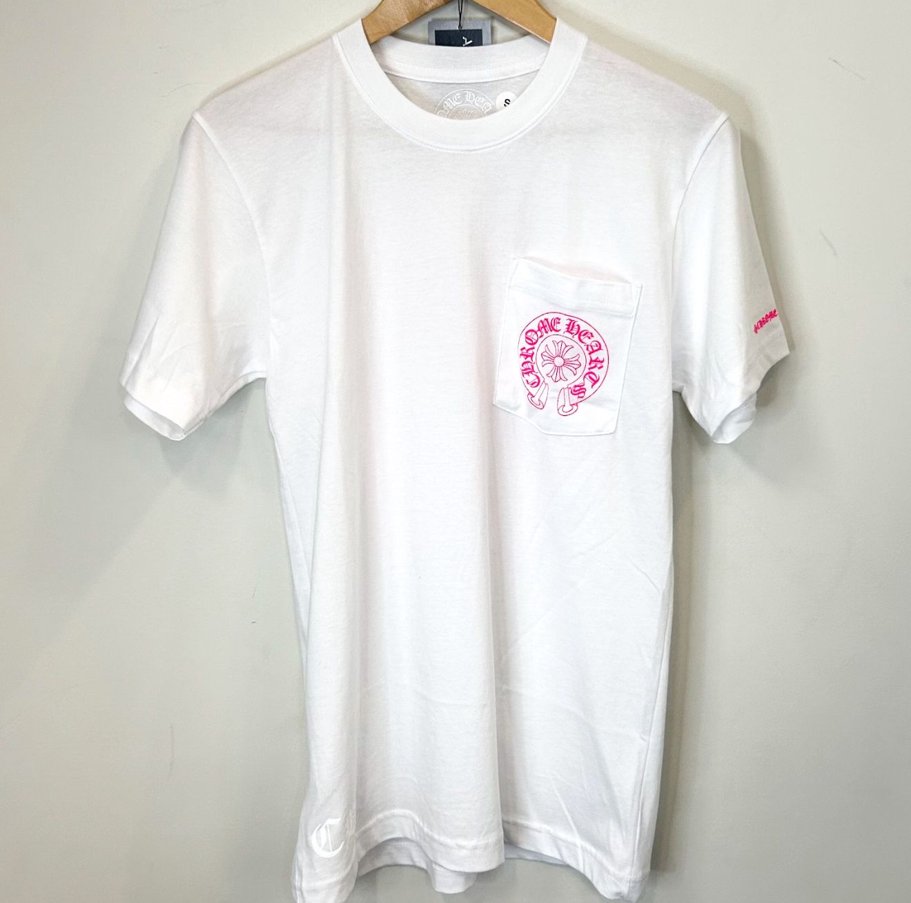 Chrome Hearts Pink/White Horseshoe Tee, Size: S
