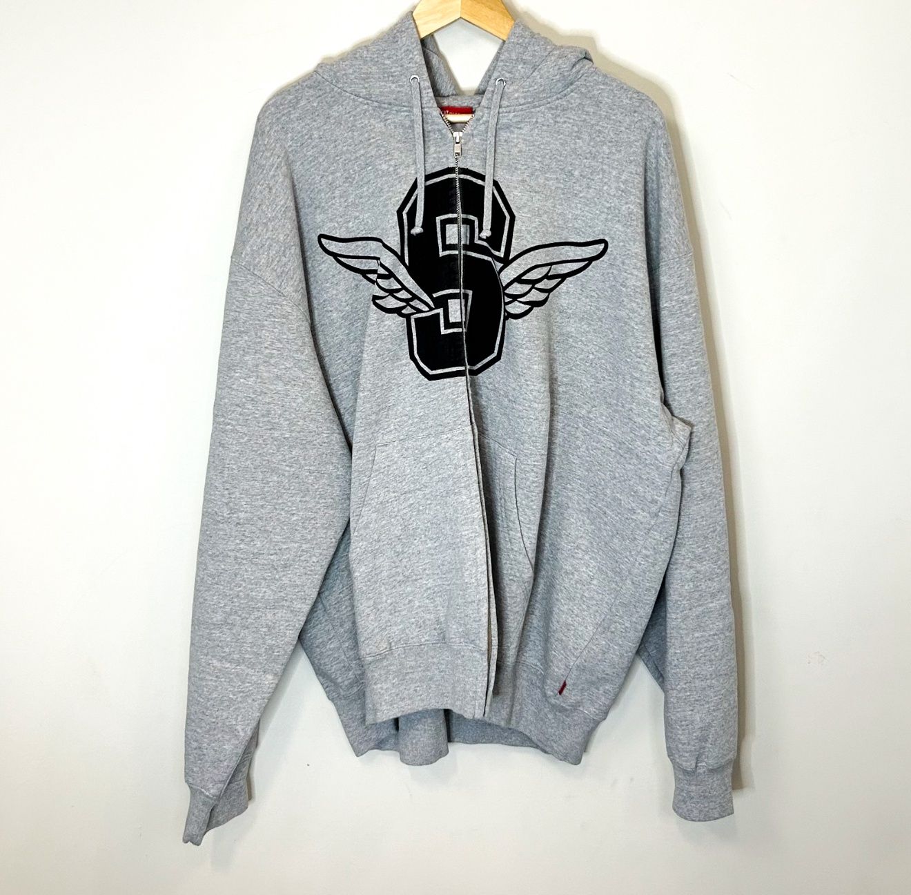 Supreme Wings Zip Up Hoodie, Color: Grey, Size: M