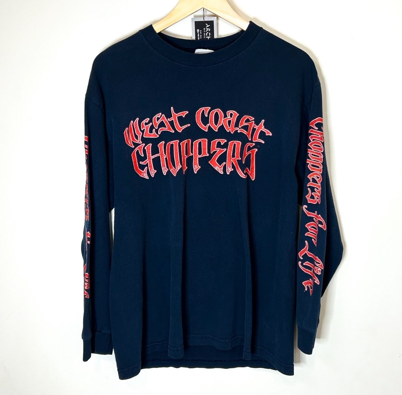 (FINAL SALE) VINTAGE West Coast Choppers Navy &amp; Red L/S, Size: L