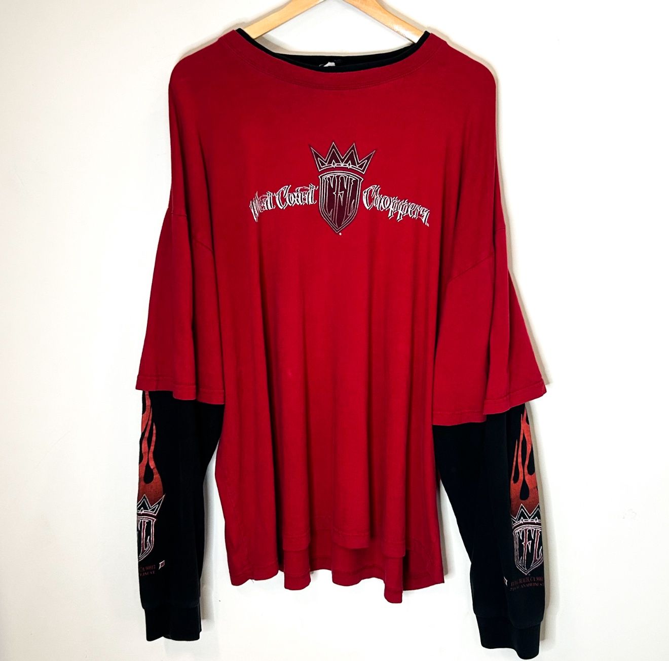(FINAL SALE) VINTAGE West Coast Choppers CFL Layered L/S Red, Size: 2XL