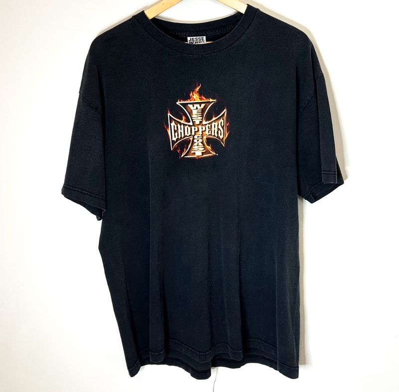 (FINAL SALE) VINTAGE West Coast Choppers Flame Cross Tee