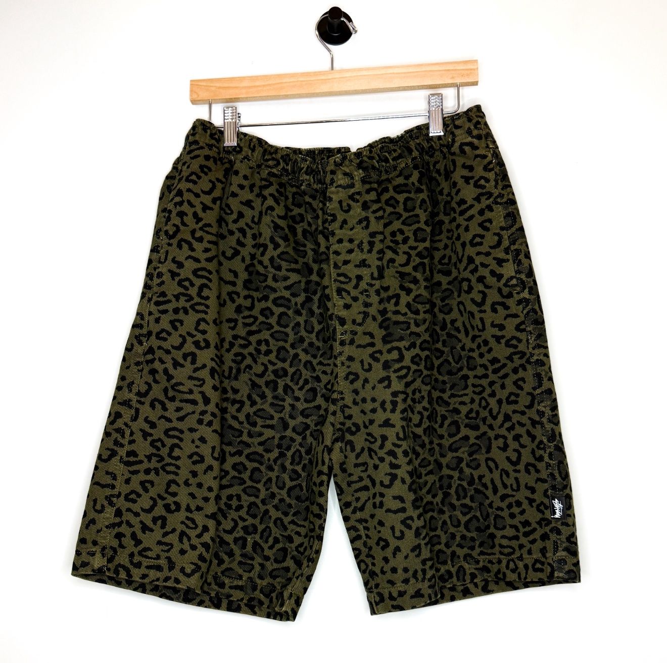 Stussy Workgear Shorts, Color: Olive Leopard, Size: L