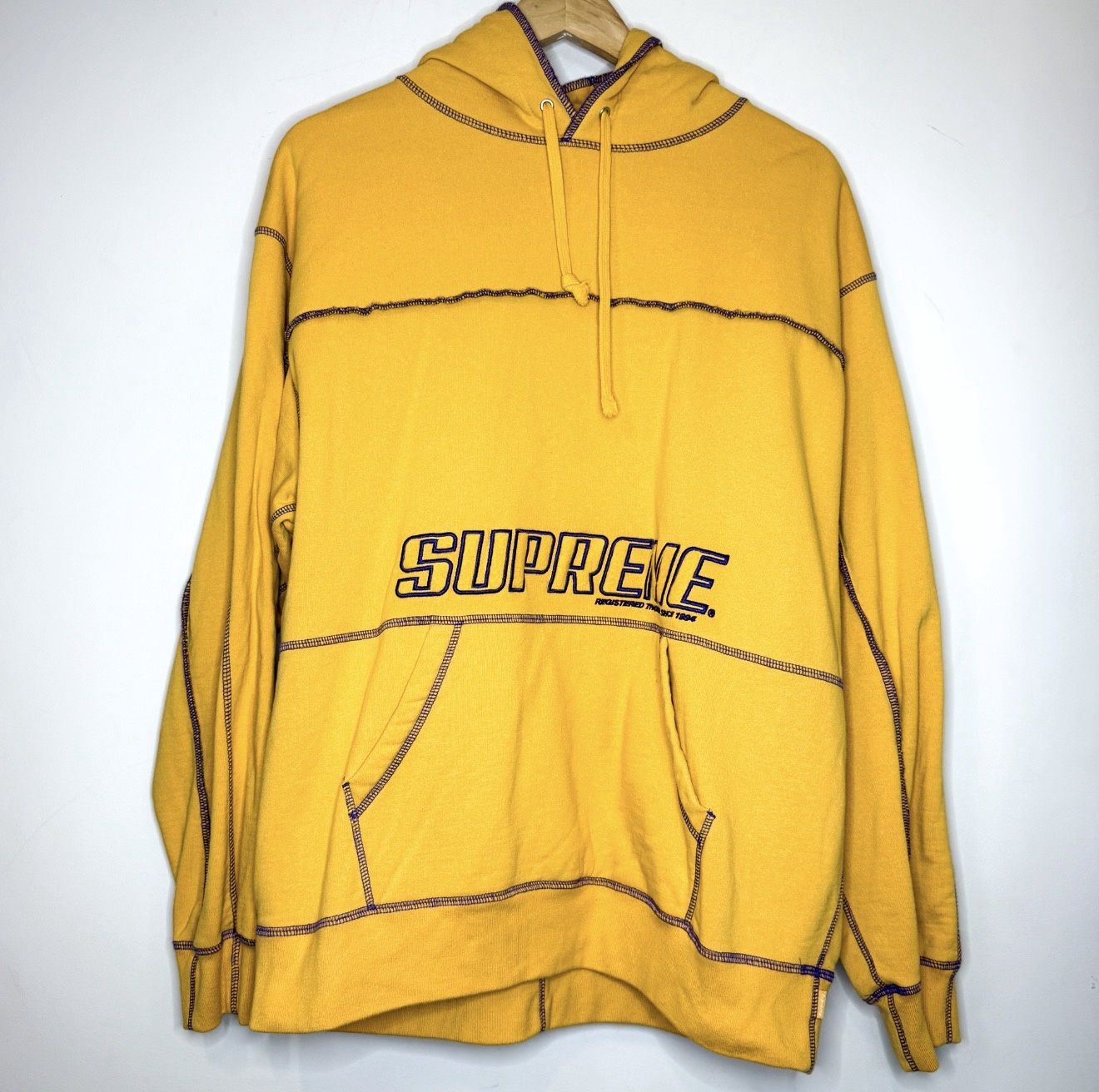 Pre-Owned Yellow Supreme Hoodie, Size: L