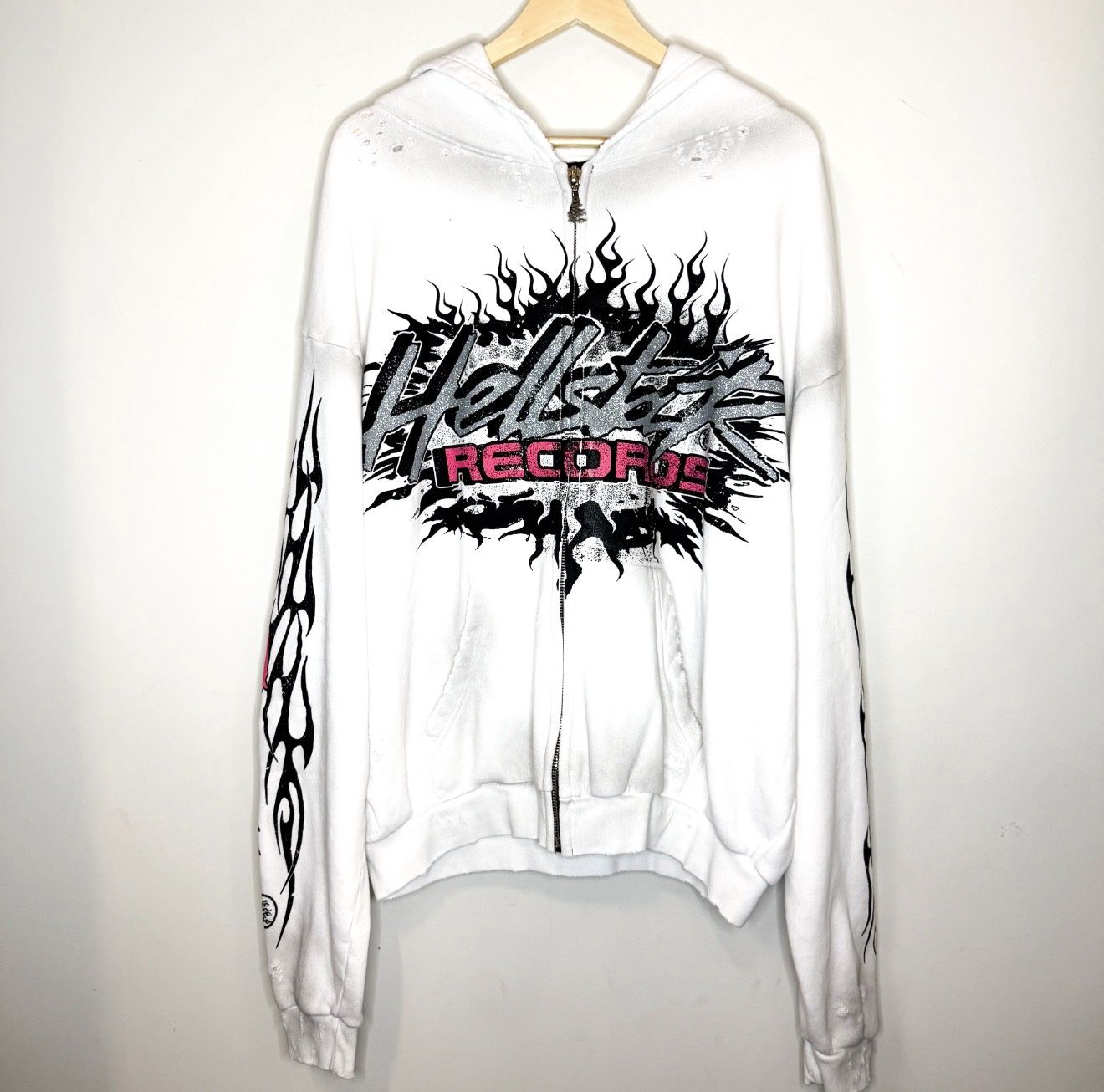 Hellstar Records Hoodie, Color: White, Size: L
