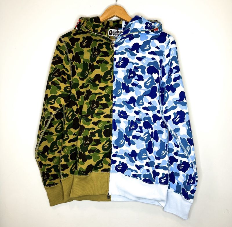 Bape Shark Zip Hoodie Green + Blue