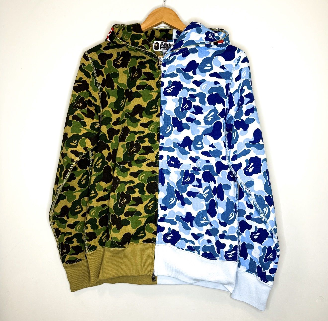 Bape Shark Zip Hoodie Green + Blue, Size: L