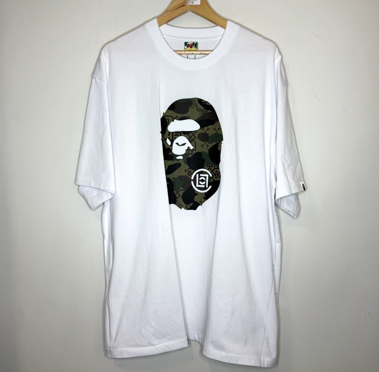 BAPE x CLOT Camo Ape Head Tee, Size: XL