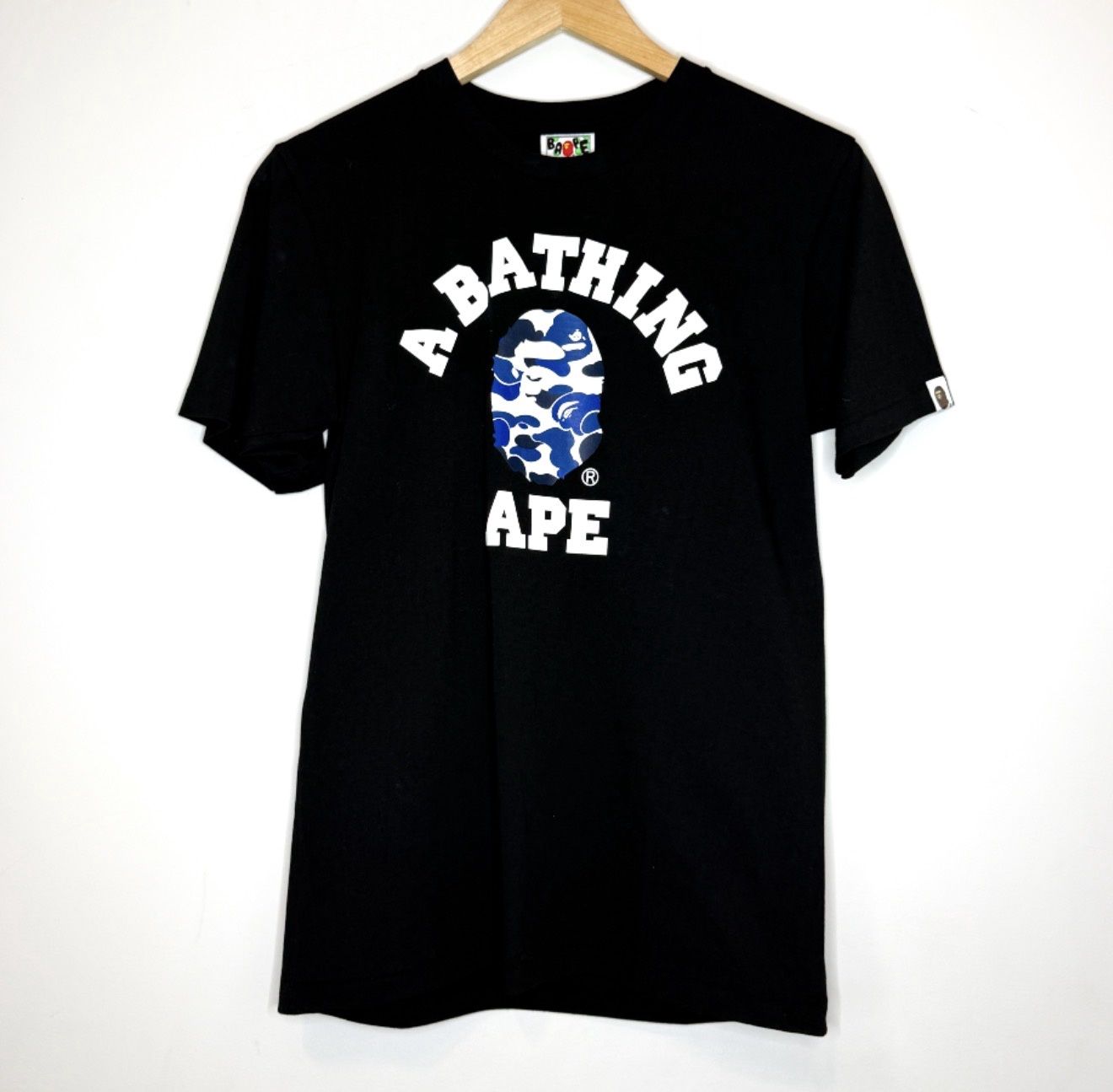 Bape Blue Color Camo College Tee, Color: Black, Size: S