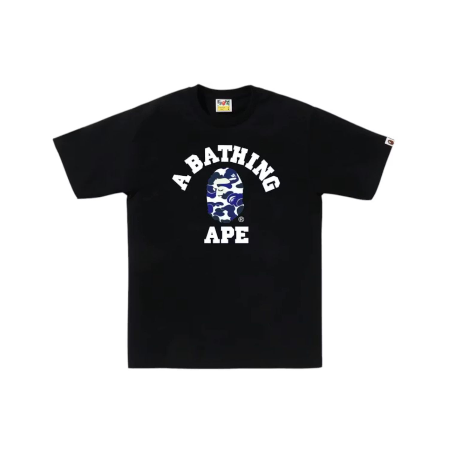 Bape Blue Color Camo College Tee, Color: Black, Size: S
