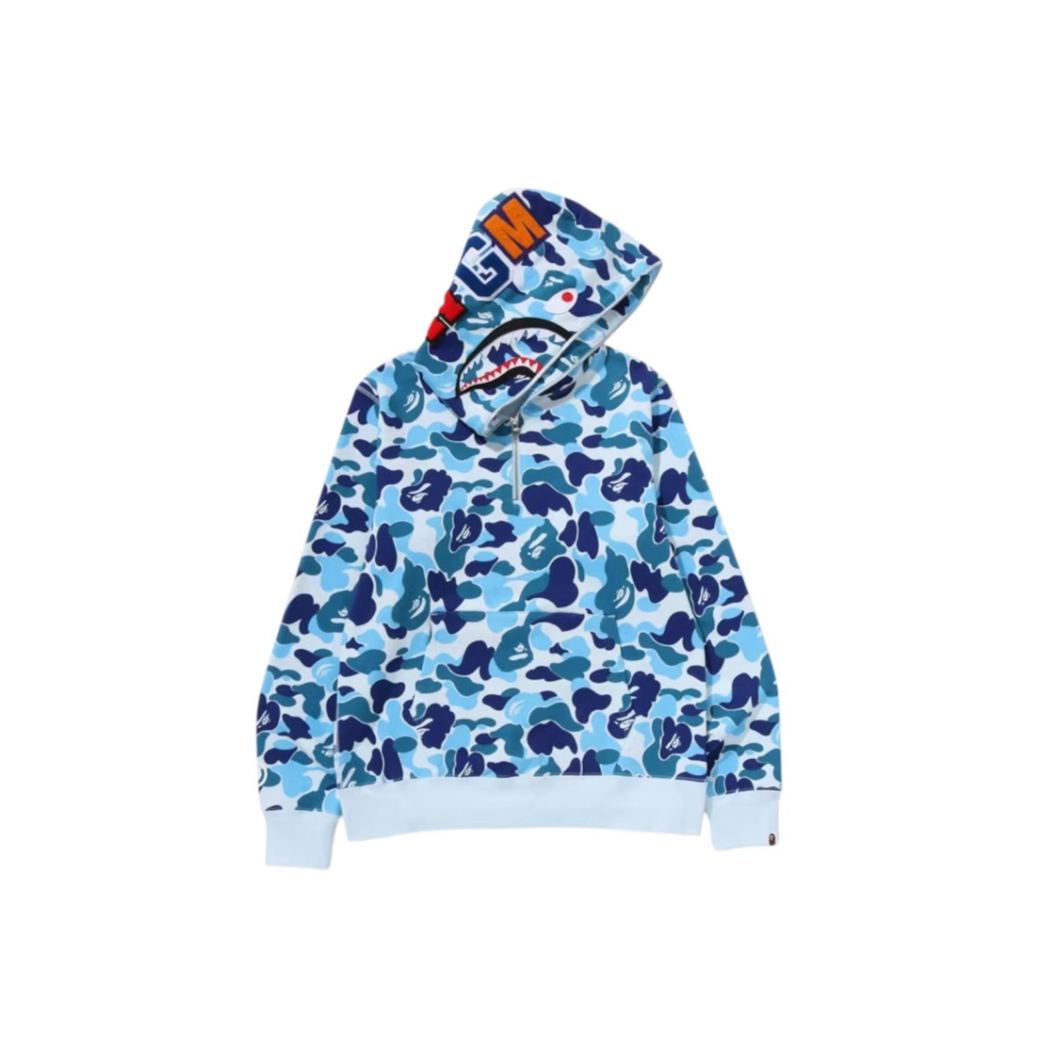 Bape Blue Camo Quarter Zip Hoodie, Size: S