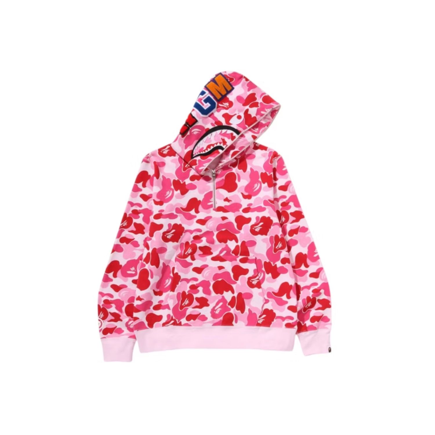 Bape Pink Camo Quarter Zip Hoodie, Size: L