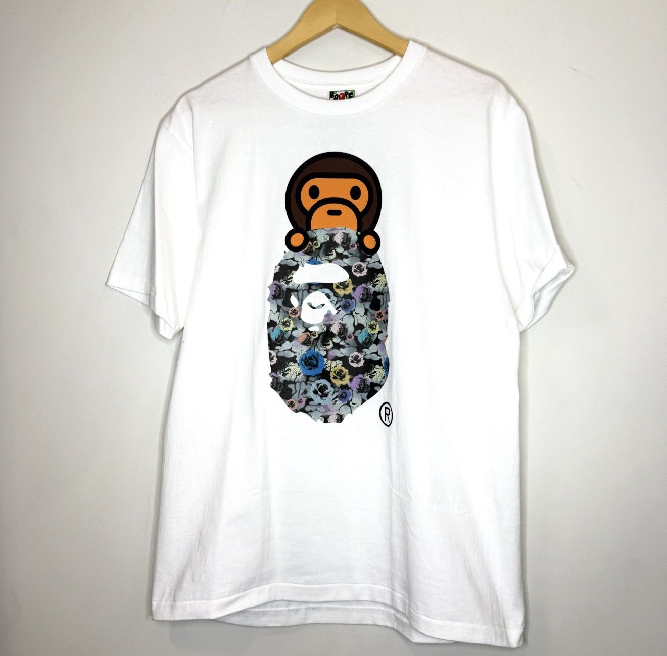 Bape 1st Camo Milo on Ape Head Tee, Color: White, Size: XL