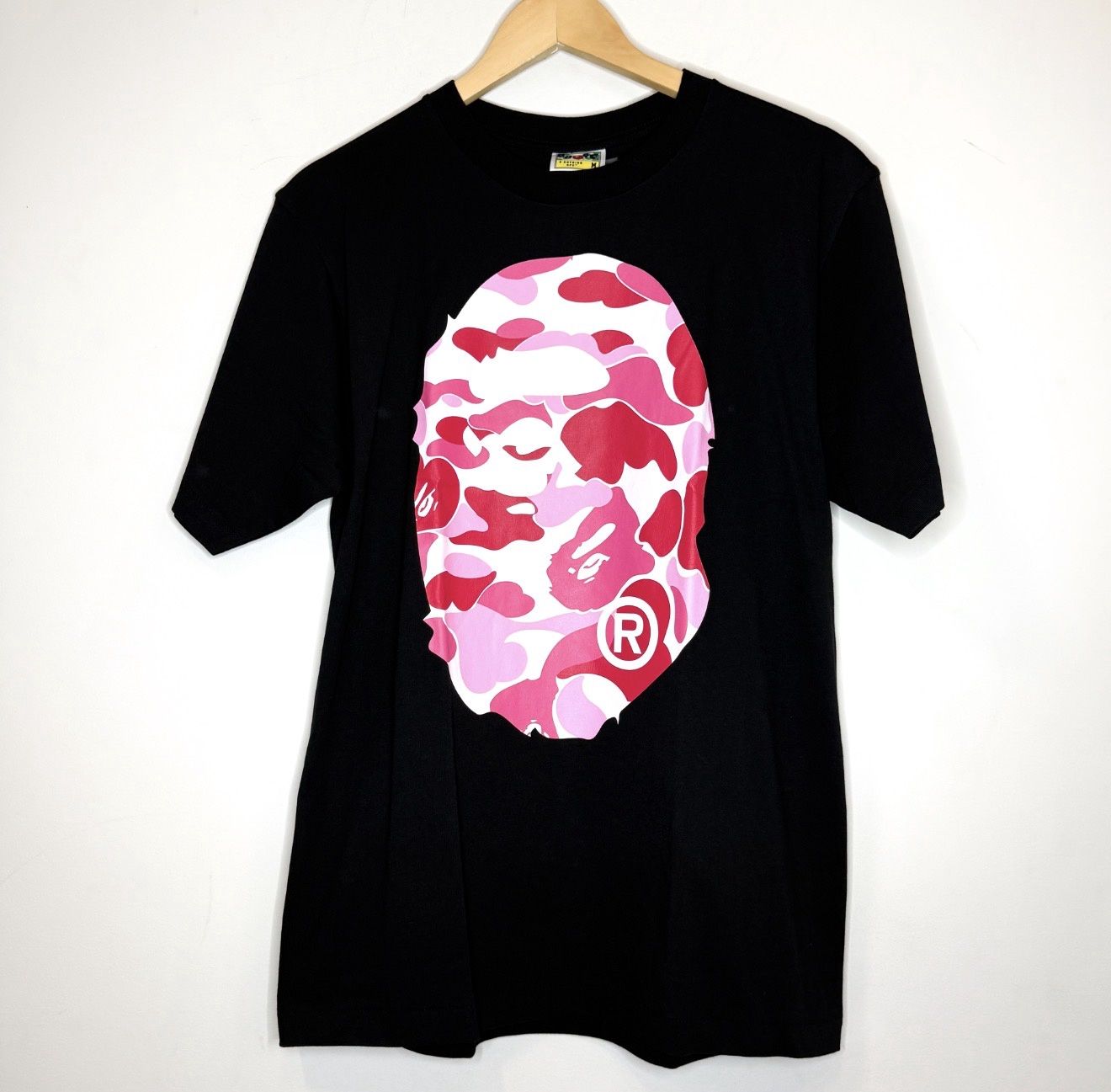 Bape ABC Pink Camo Big Ape Head Tee, Color: Black, Size: S