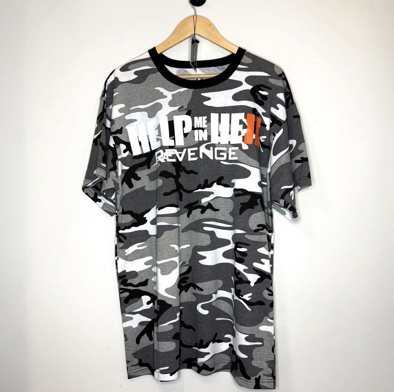 Revenge Split Screen Tee Camo, Color: Snow, Size: XL