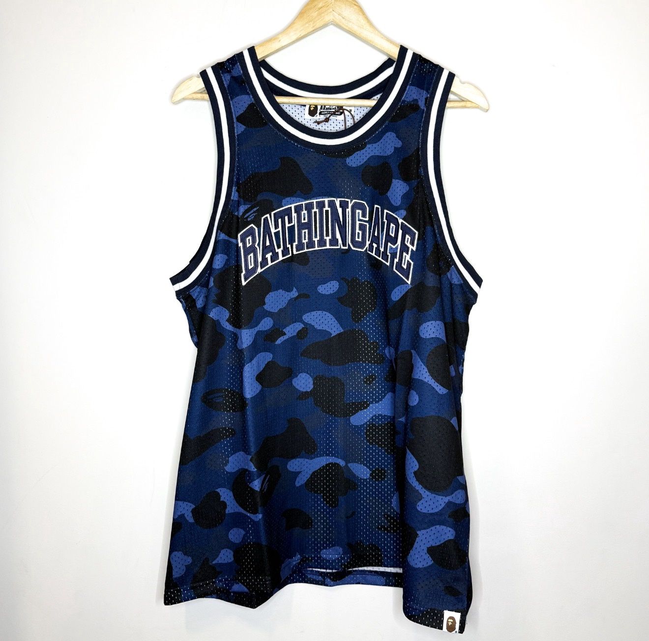 BAPE Navy Camo Basketball Jersey, Size: M