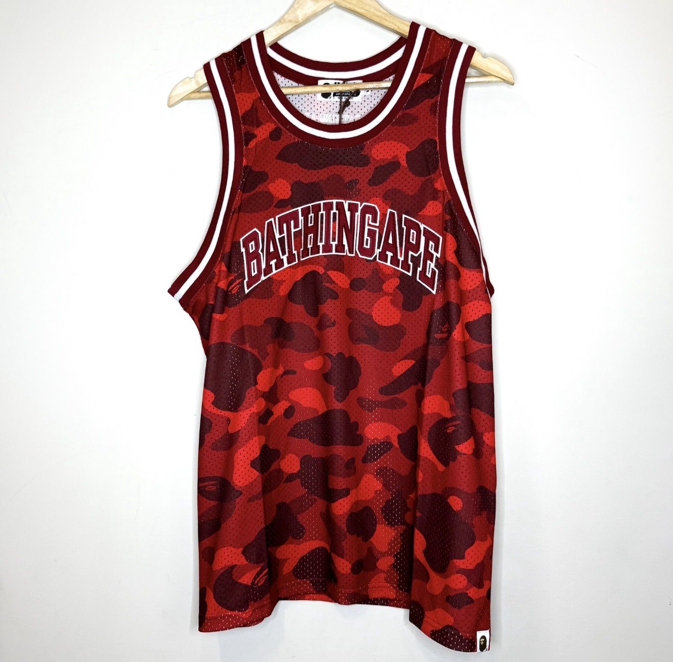 BAPE Red Camo Basketball Jersey, Size: M