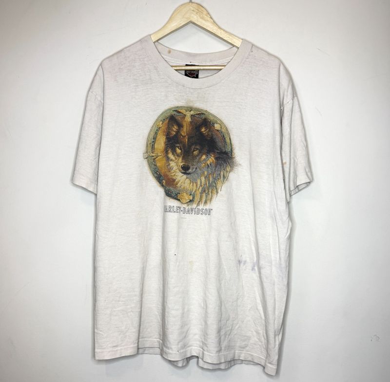 (FINAL SALE) VINTAGE 90s Harley Davidson Wolf Tee