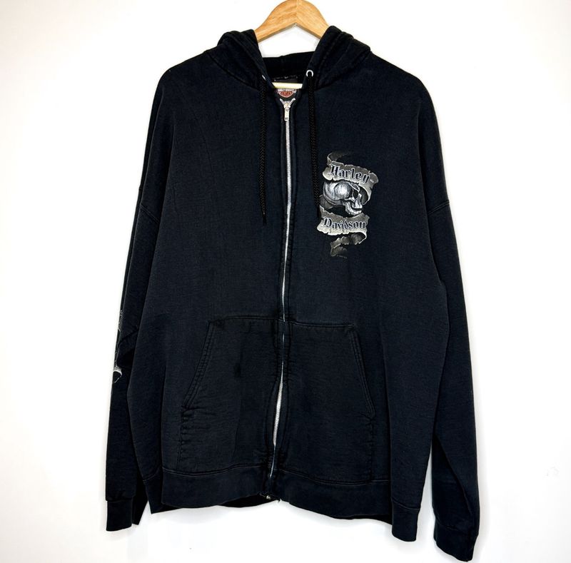 (FINAL SALE) VINTAGE Harley Davidson Skull Wisconsin Hoodie