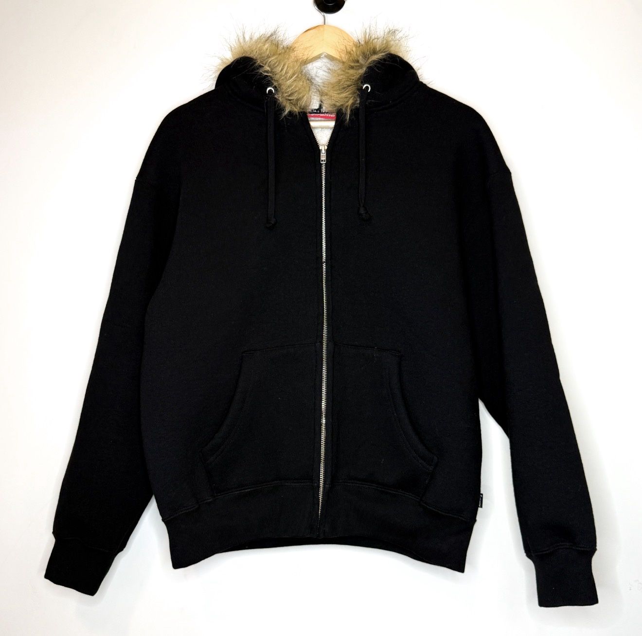 Supreme Faux Fur Zip Up Hooded Sweatshirt, Size: S