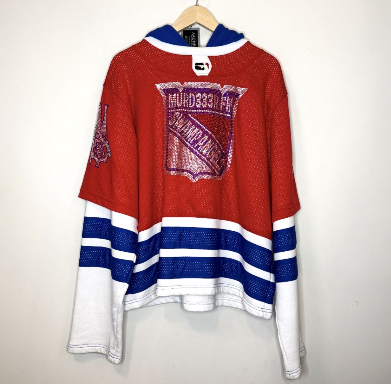 Pre-Owned Murd333r FM Hooded Hockey Jersey Red, Size: L