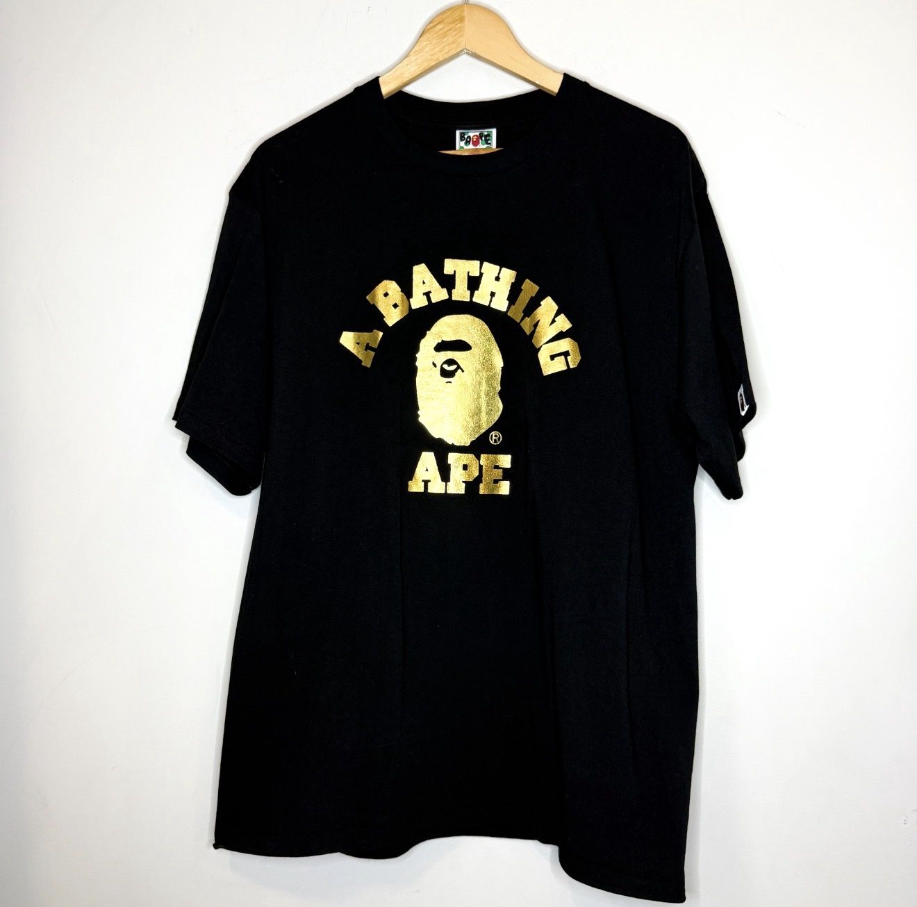 BAPE Gold College Logo Tee Black, Size: XL
