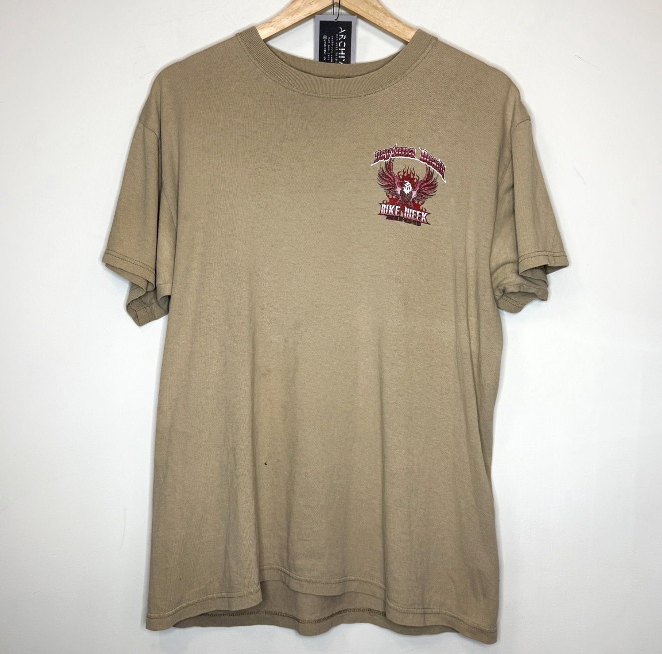 (FINAL SALE) VINTAGE DB Bike Week Tee Tan, Size: M