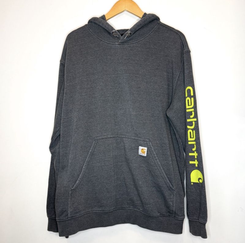 (FINAL SALE) Carhartt Hoodie Grey Lime Sleeve