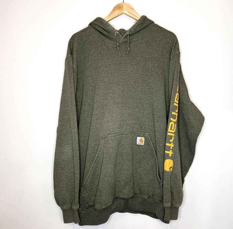 (FINAL SALE) Carhartt Hoodie Olive Orange Sleeve