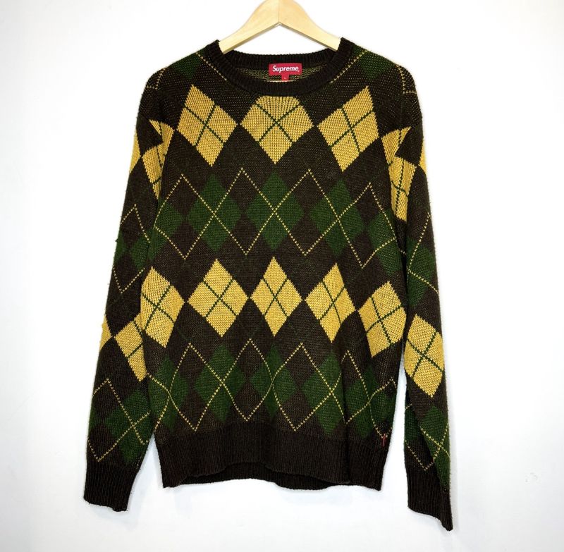 Supreme Argyle Crewneck Sweater Brown (FW15)(USED)