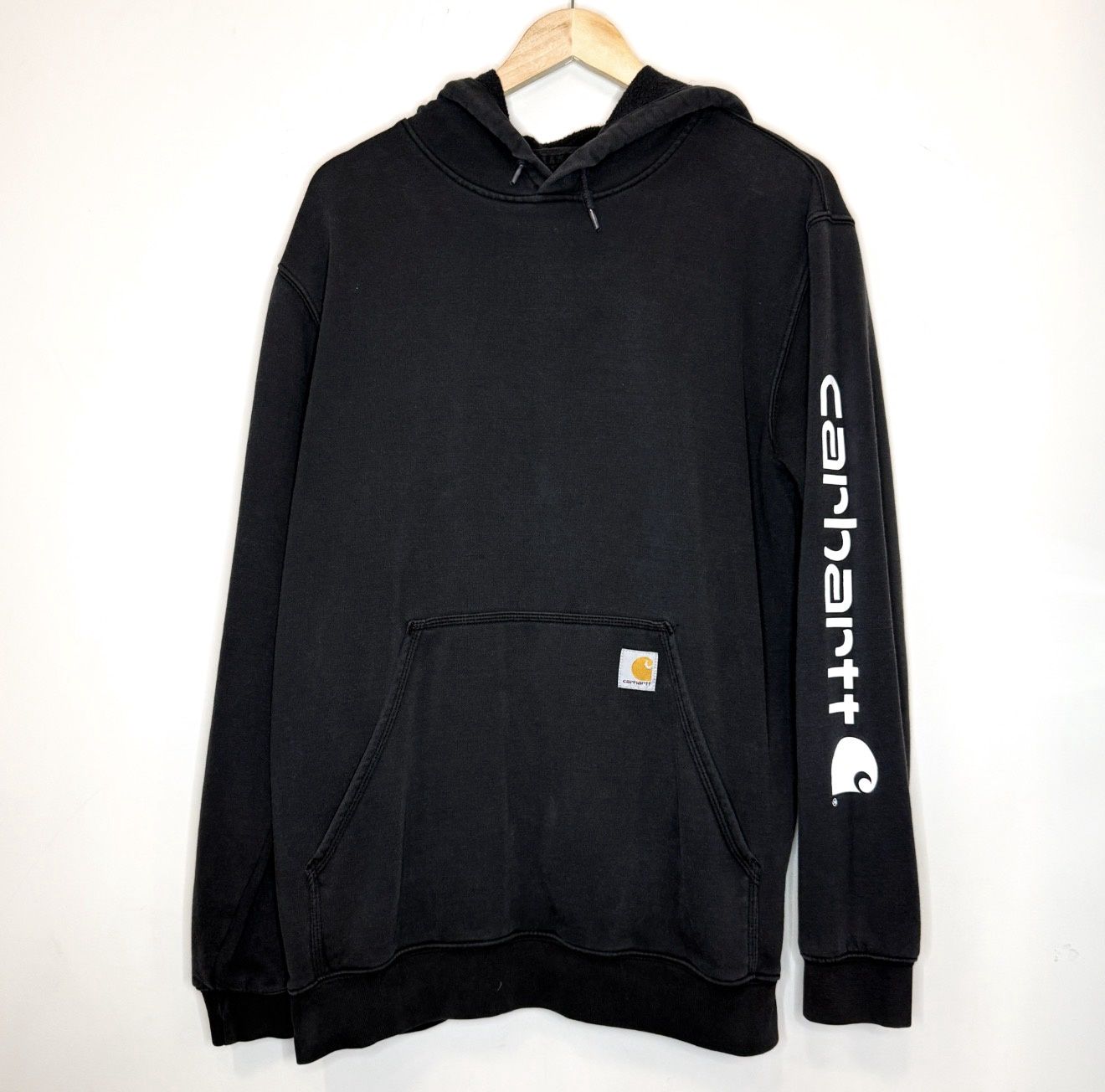(FINAL SALE) VINTAGE Carhartt Sleeve Logo Hoodie, Size: M