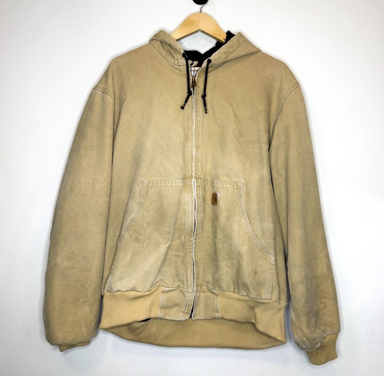 (FINAL SALE) VINTAGE Carhartt Hooded Jacket Tan, Size: L