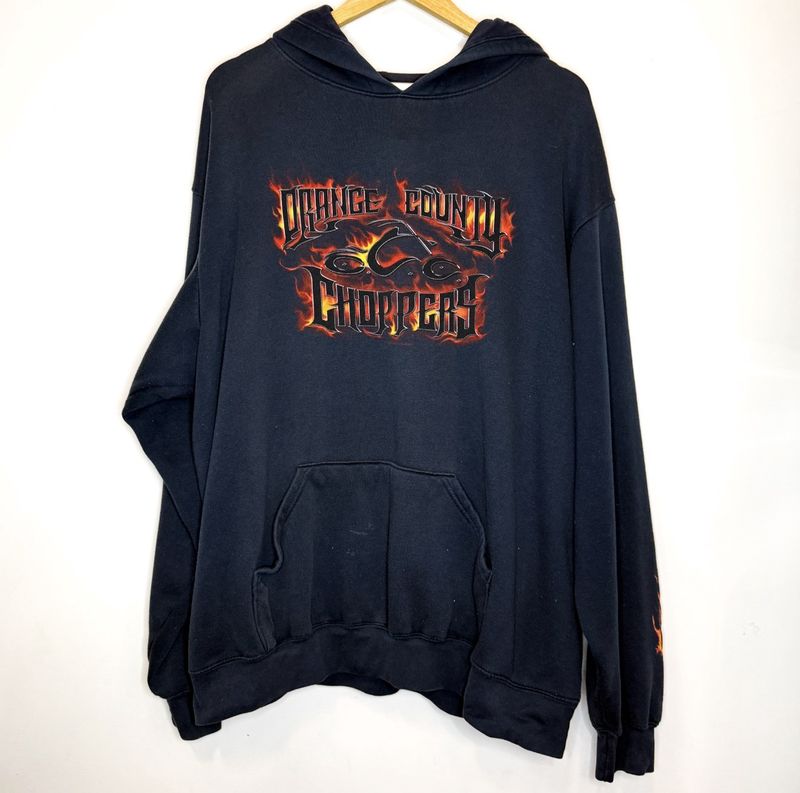 (FINAL SALE) VINTAGE OCC Flame Logo Hoodie Navy