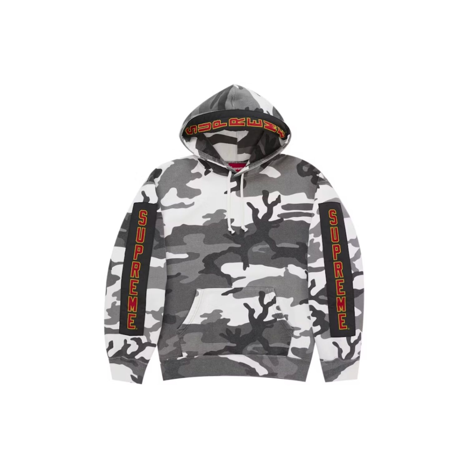 Supreme Woven Patches Hooded Sweatshirt, Color: Snow Camo, Size: L