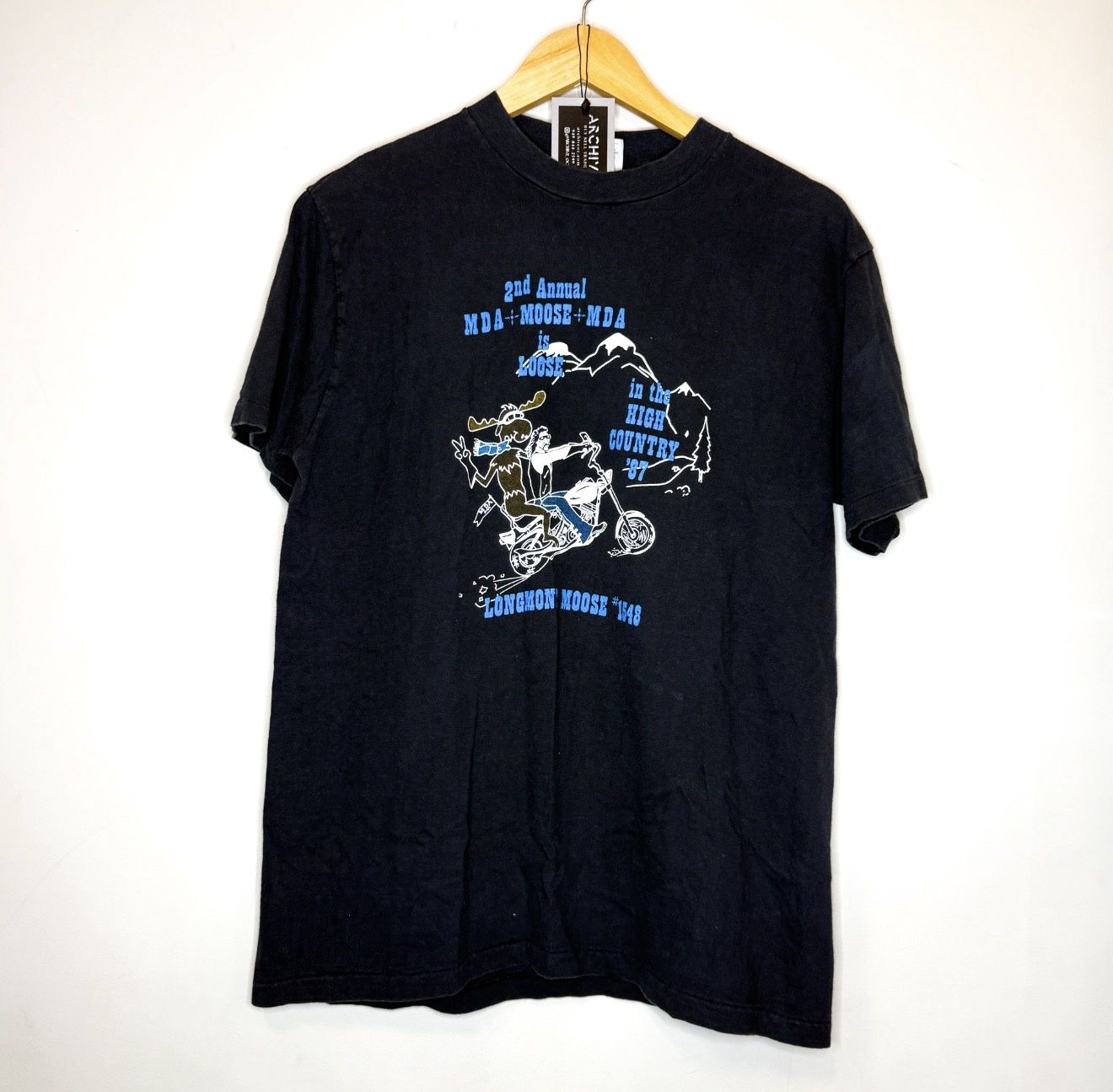 (FINAL SALE) Vintage Harley Davidson 1987 Moose Tee, Size: L
