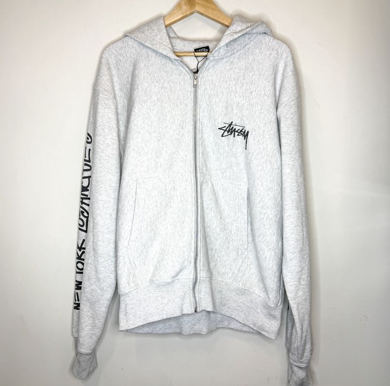 Pre-Owned Stussy City Sleeve Logo Zip Up Hoodie