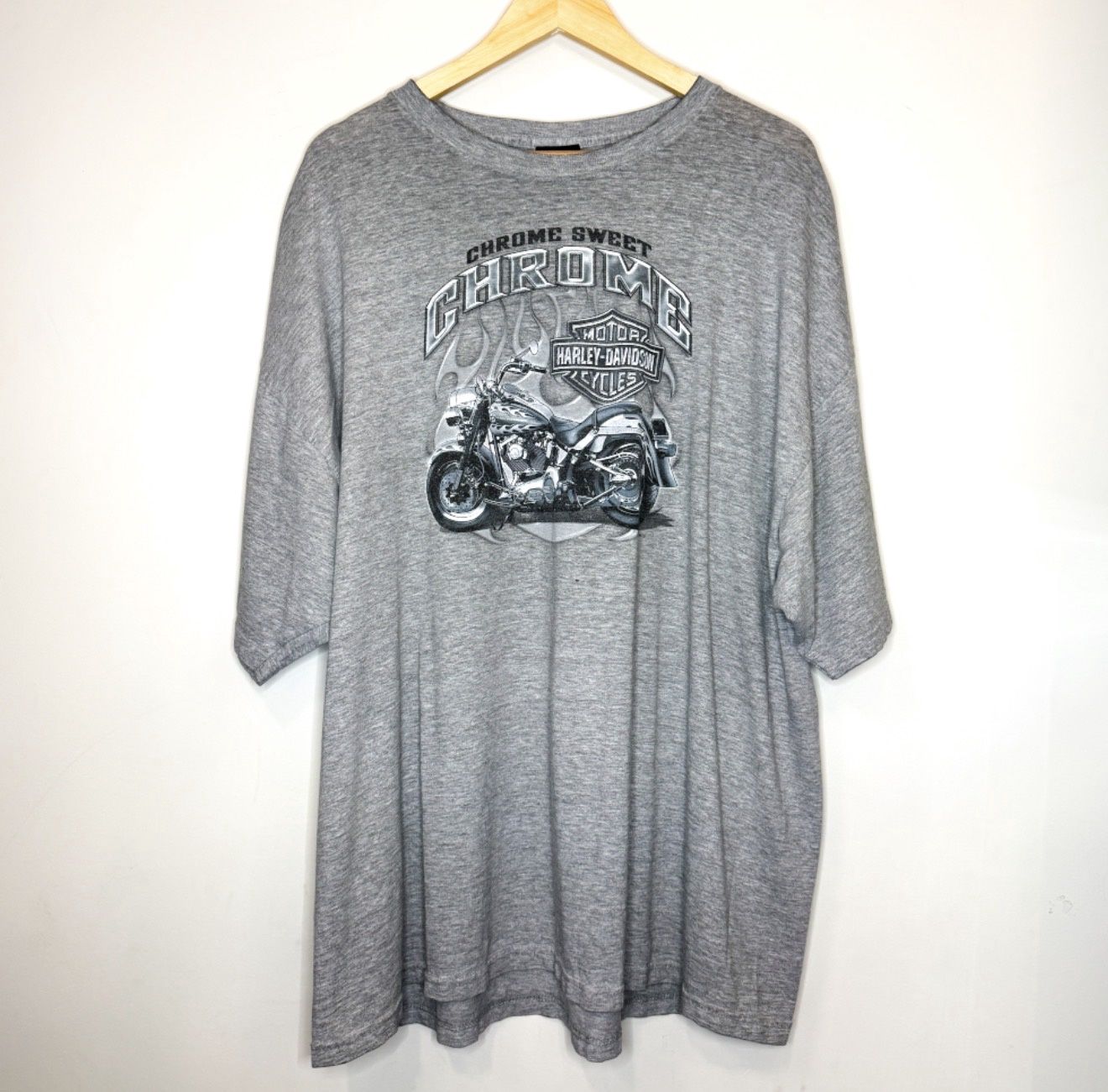 (FINAL SALE) VINTAGE Harley Davidson Grey Chrome Sweet Chrome Tee, Size: 3XL