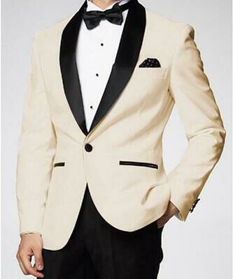 Tuxedo Jacket in Ivory, Black pant, free DHL shipping, receive in two weeks