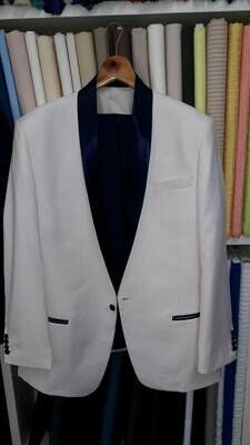 Men's Ivory Skyfall tuxedo with black pant, Size 43S, pant waist 36" ready to ship, free DHL shipping worldwide