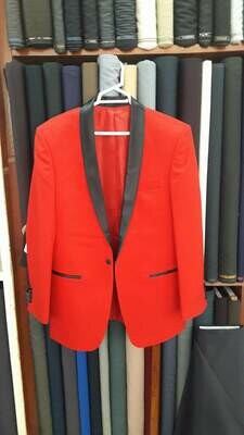 Men's red Skyfall tuxedo with black pant, Size 41S, pant waist 33" ready to ship, free DHL shipping worldwide