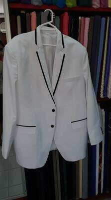 Men's White tuxedo with black pant, Size 43R, pant waist 34" ready to ship, free DHL shipping worldwide