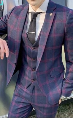Men's check Suit, made to measure, please see details below, free DHL shipping worldwide