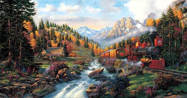 Jigsaw Puzzle - 500  Pieces, Select: Autumn Run Train