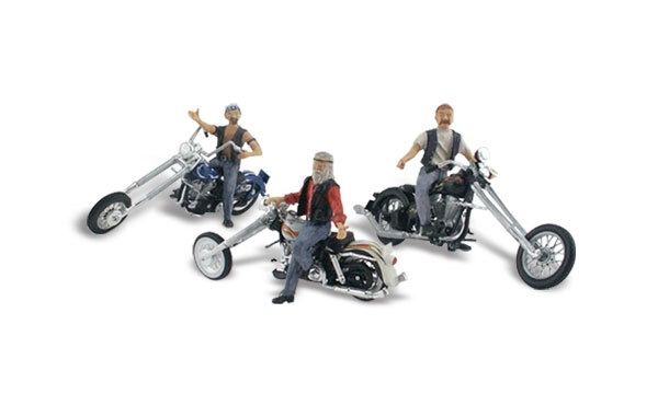 Bad Boy Bikers - Assembled - AutoScenes(R) -- 3 Figures &amp; 3 Motorcycles