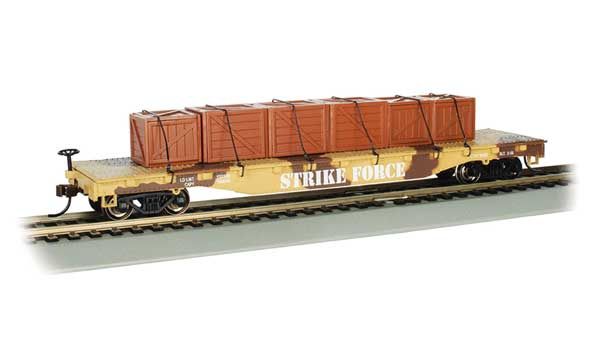 52&#39; Flatcar with Crate Load  - Silver Series(R), Select: Strike Force