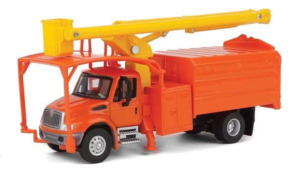 International(R) 4300 2-Axle Truck with Tree Trimmer Body, Select: Orange Cab and Body, Yellow Boom