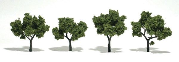 Ready-Made &quot;Realistic Trees&quot; - Deciduous - 2 to 3&quot;  5.1 to 7.6cm pkg(4), Select: Light Green