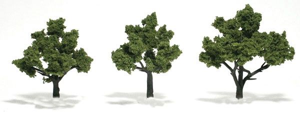 Ready-Made &quot;Realistic Trees&quot; - Deciduous - 3 to 4&quot;  7.6 to 10.2cm pkg(3), Select: Light Green