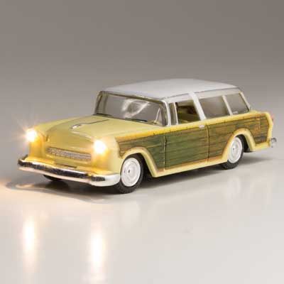Station Wagon - Just Plug(R) Lighted Vehicle -- Yellow with Wood Sides N
