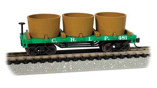 Old-Time Wood Tank Car with 3 Tanks